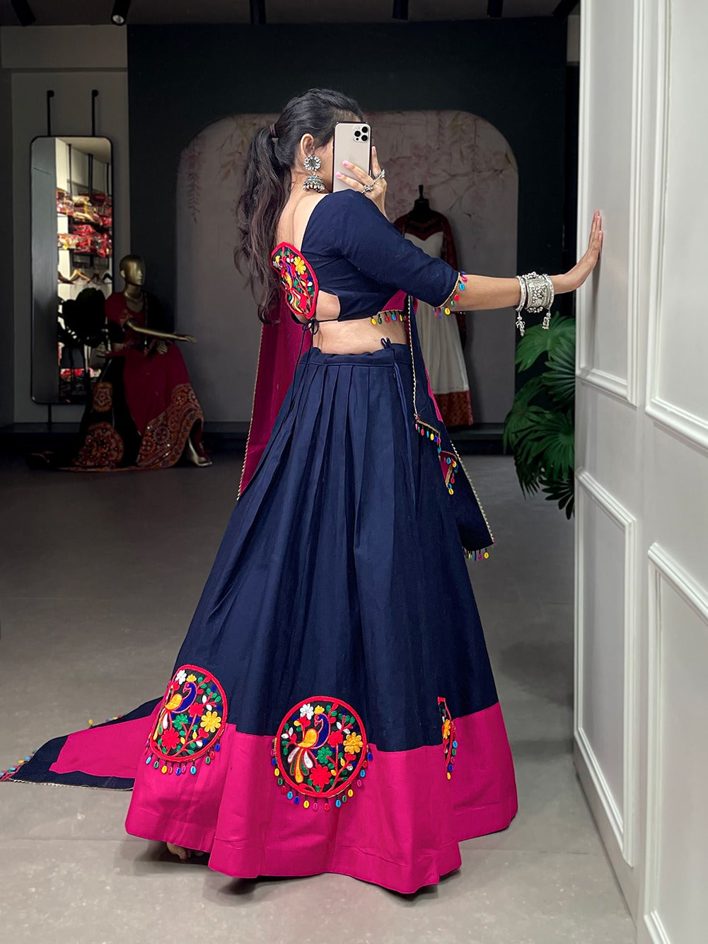 NavyBlue Magenta Garba Choli