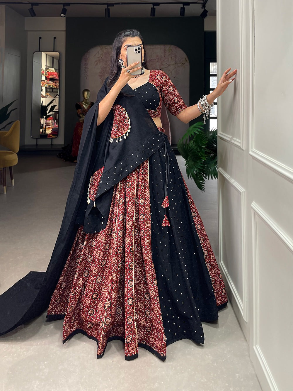 Maroon and Red Color Indo Western Dress With Resham Embroidery Work