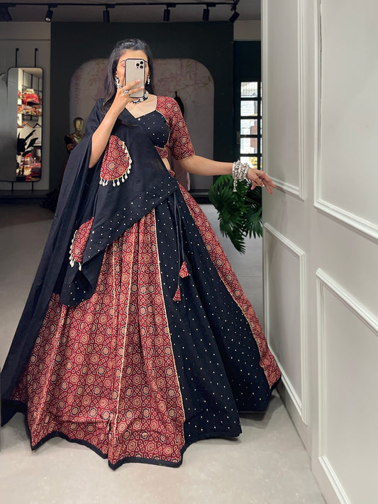 Black maroon combination navratri outfit