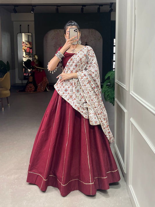 Maroon printed Garba Chaniya Choli