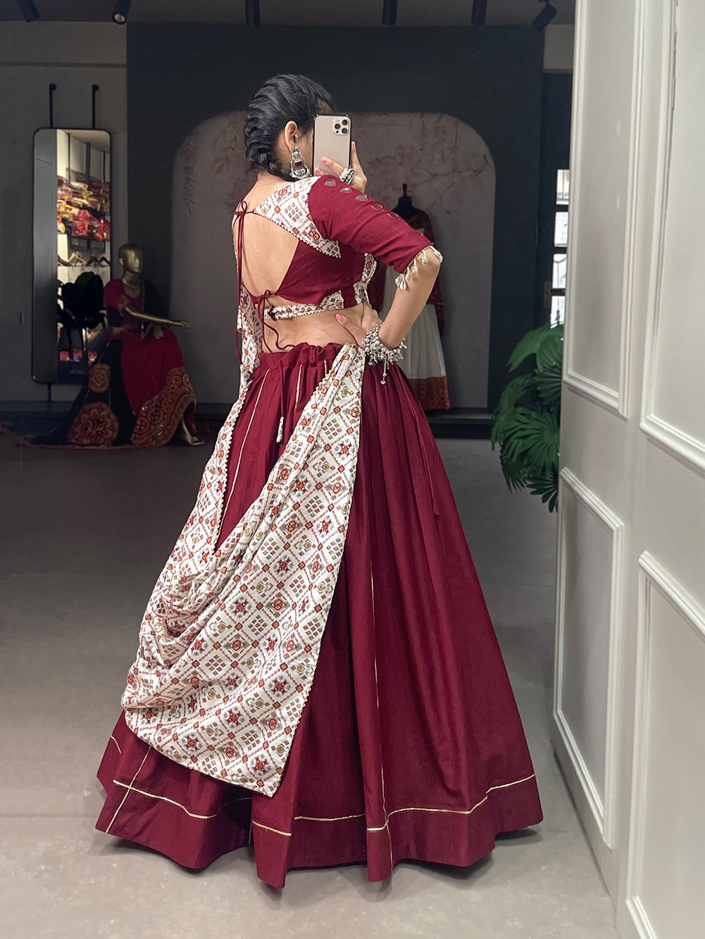 Maroon printed Garba Chaniya Choli