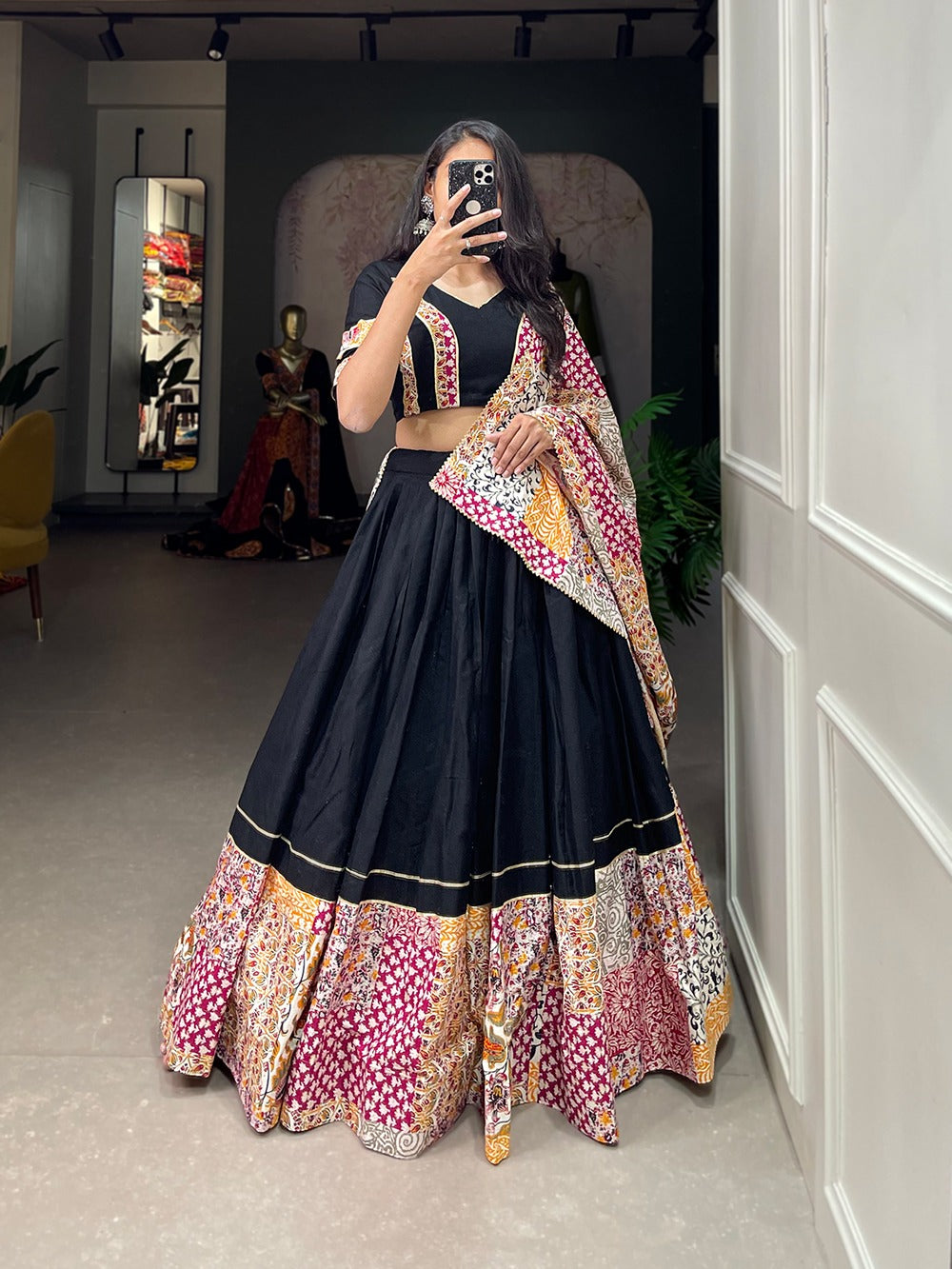 Black printed Garba Chaniya Choli