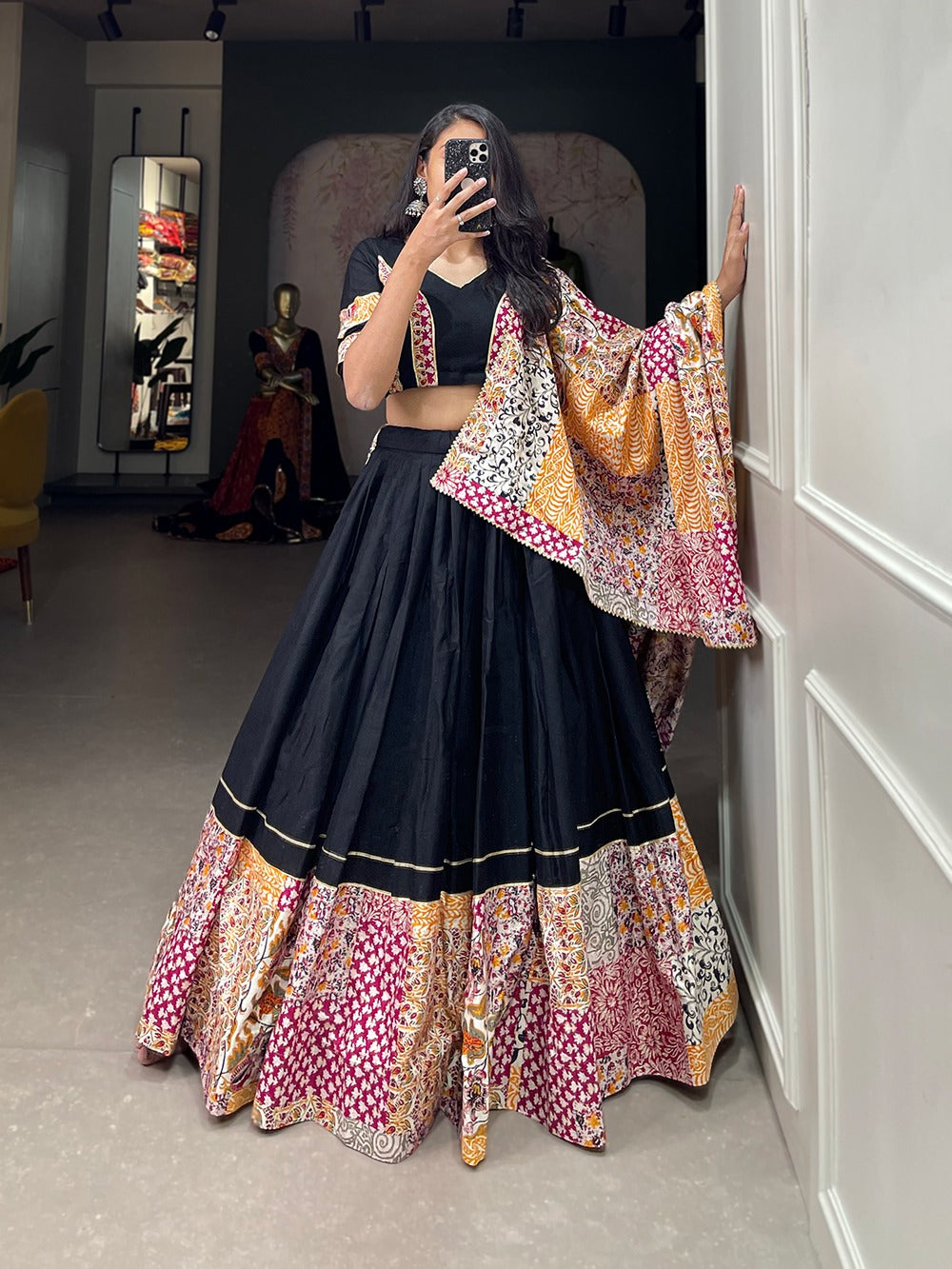 Black printed Garba Chaniya Choli