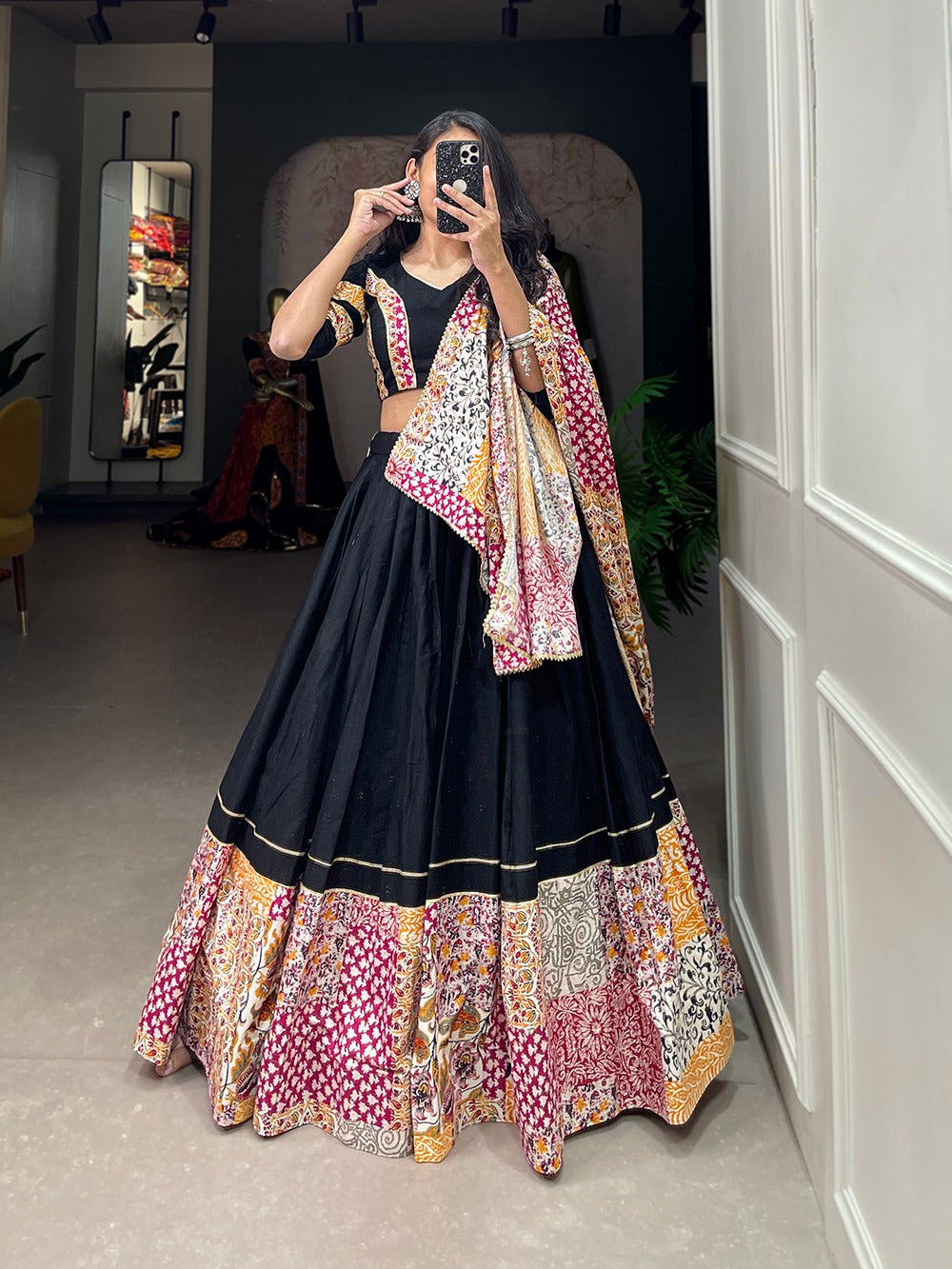 Black printed Garba Chaniya Choli