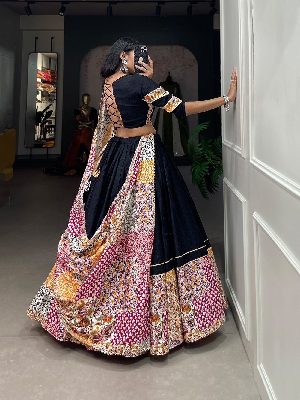 Black printed Garba Chaniya Choli