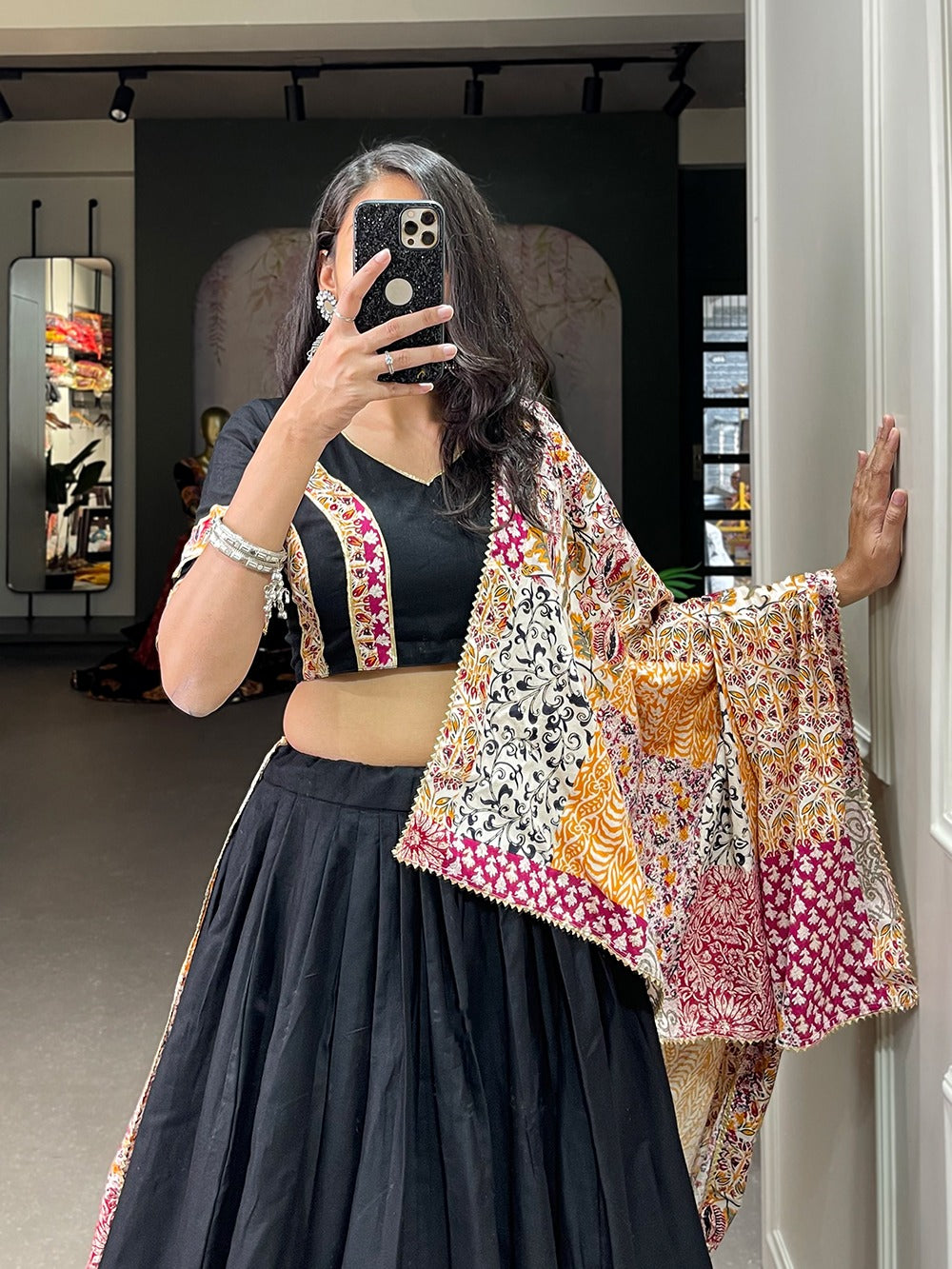 Black printed Garba Chaniya Choli