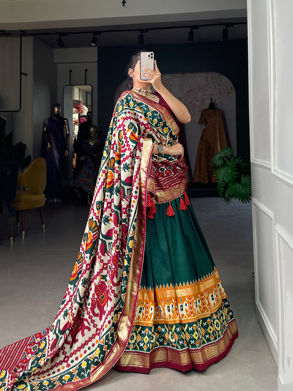 Festive Tussar Silk Lehenga