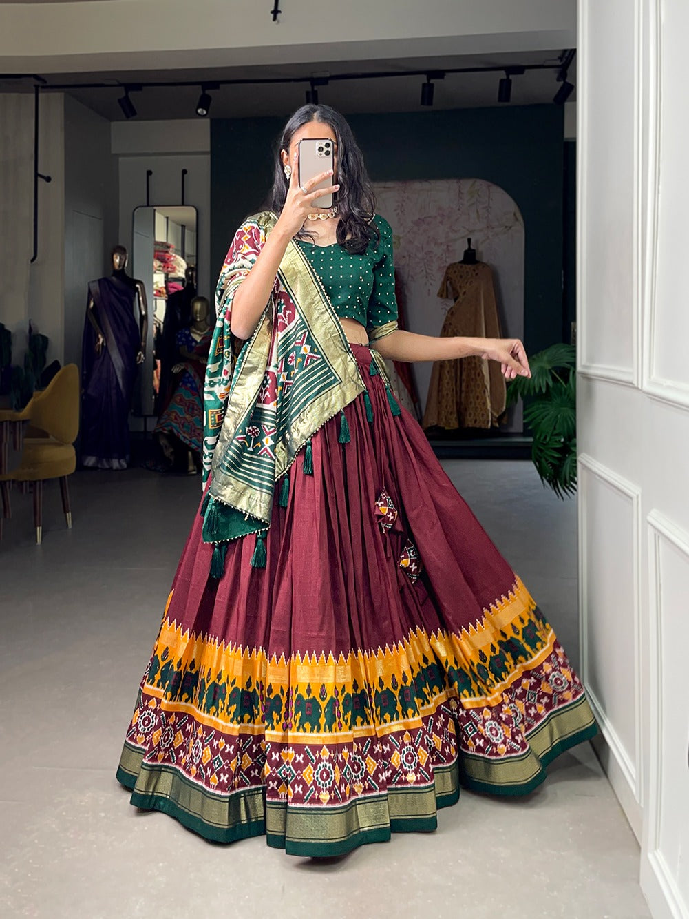 Festive Tussar Silk Lehenga