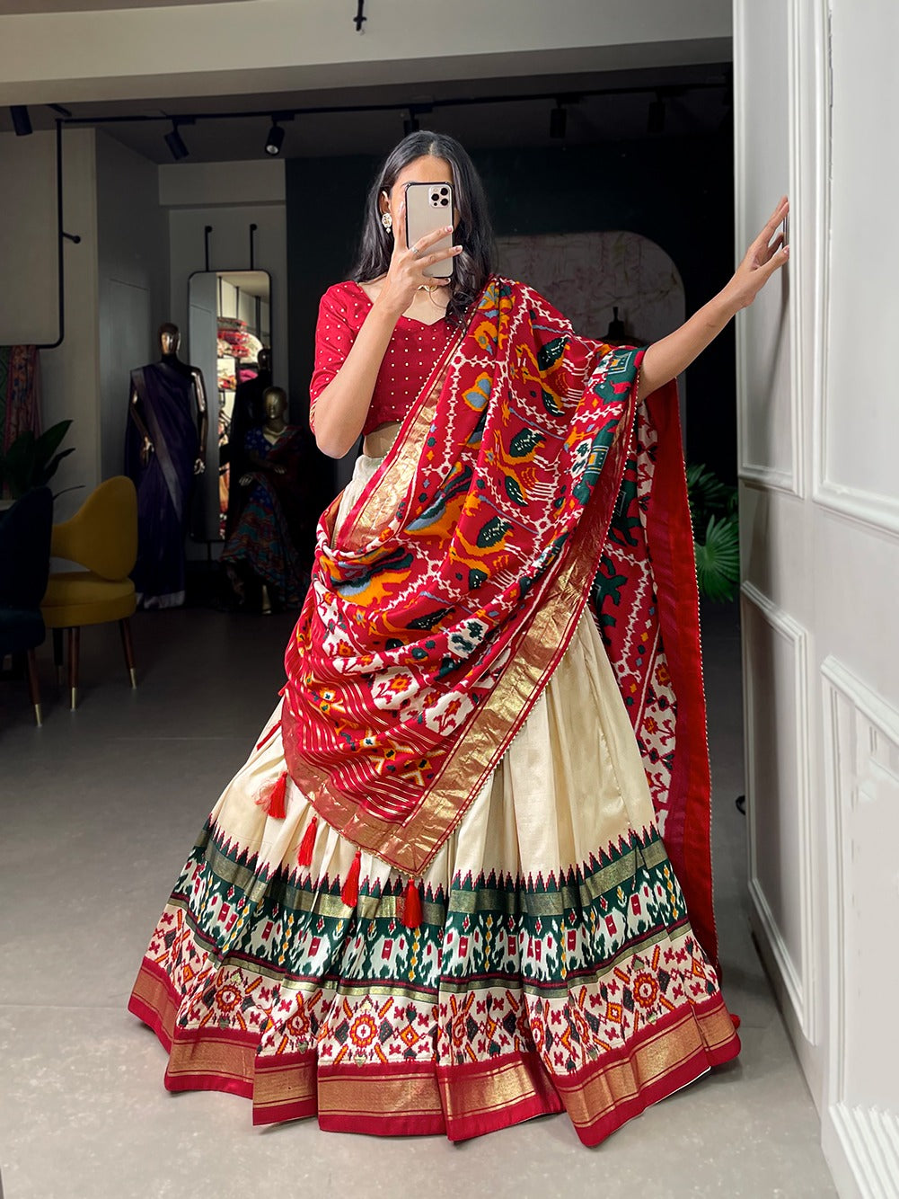 Festive Tussar Silk Lehenga