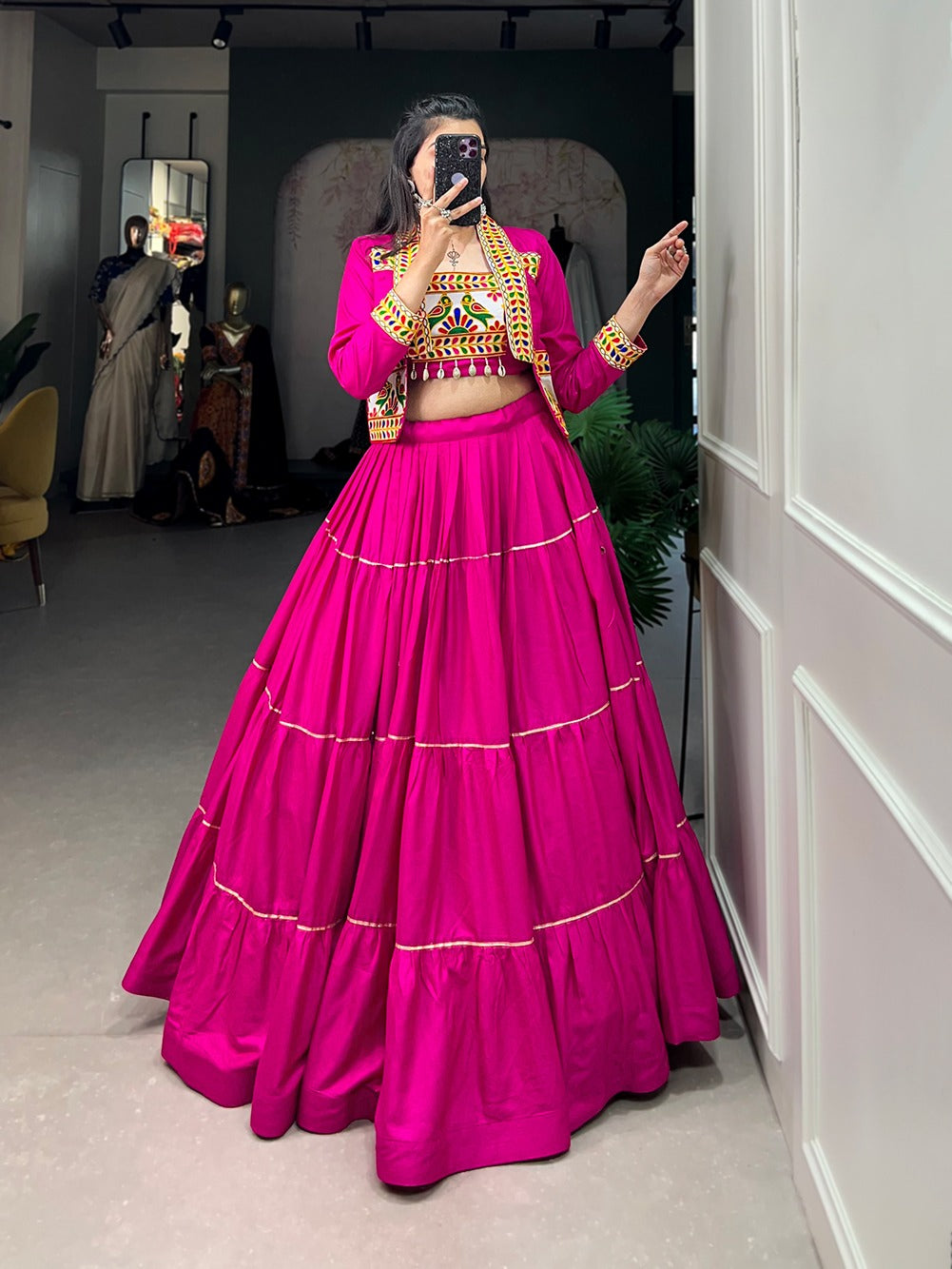 Rayon lehenga with Blouse and Koti - 7 color options