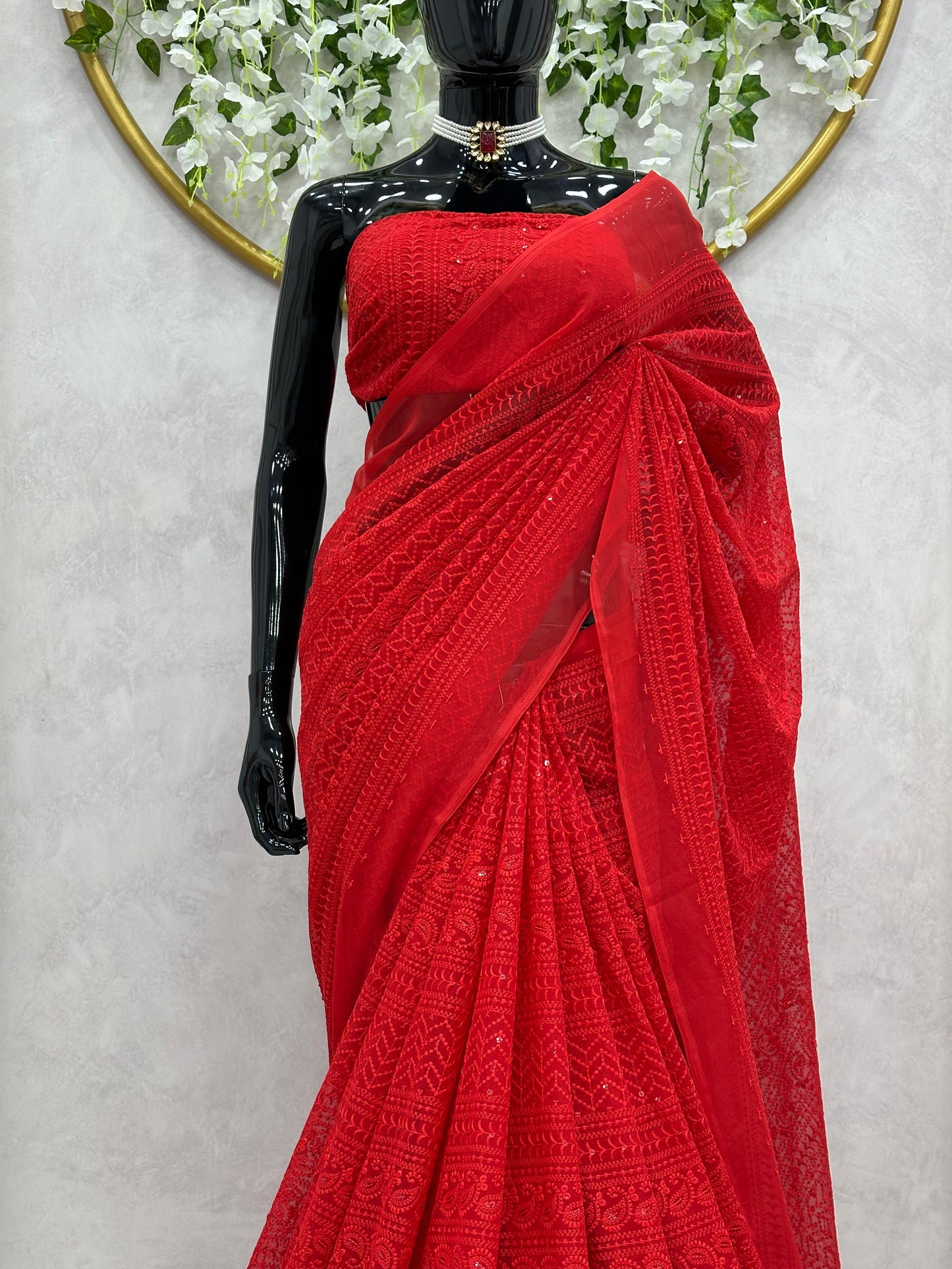 Thread work Georgette Saree