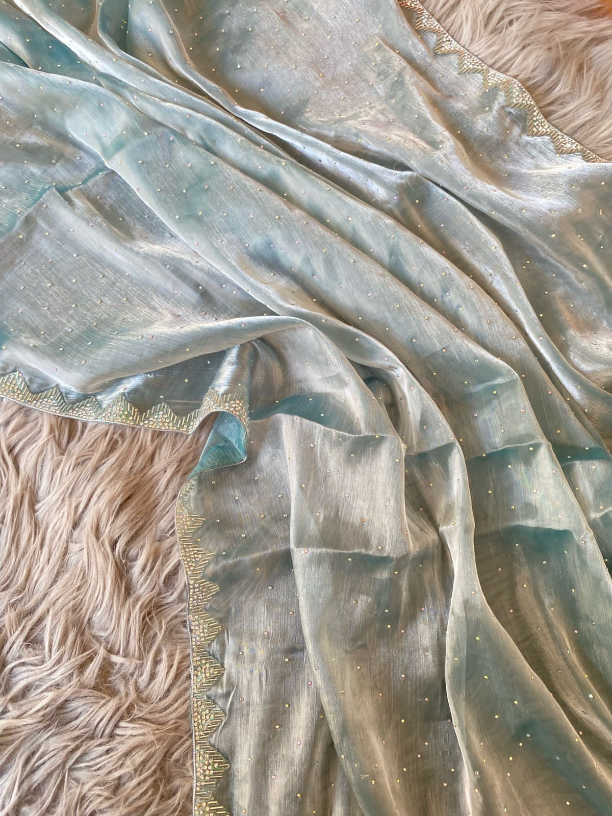 Burbury Silk Saree with diamond work