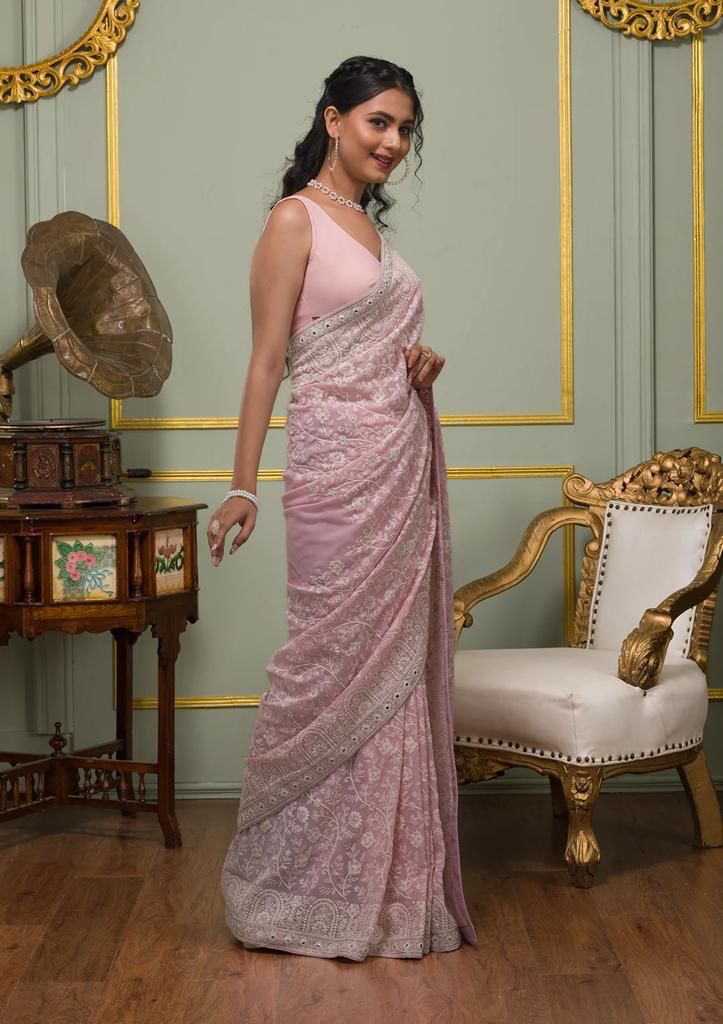 Threadwork georgette Saree