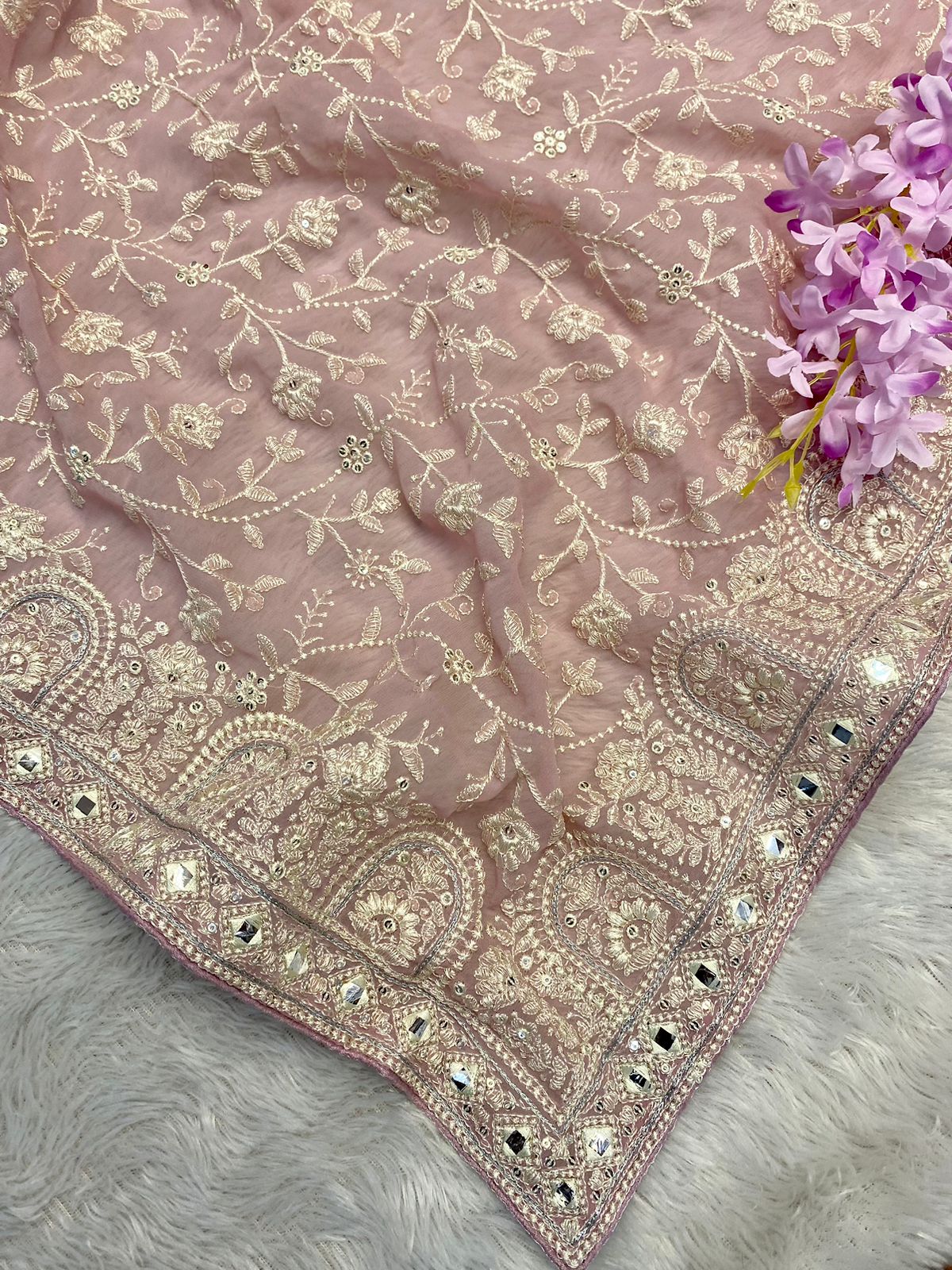 Threadwork georgette Saree