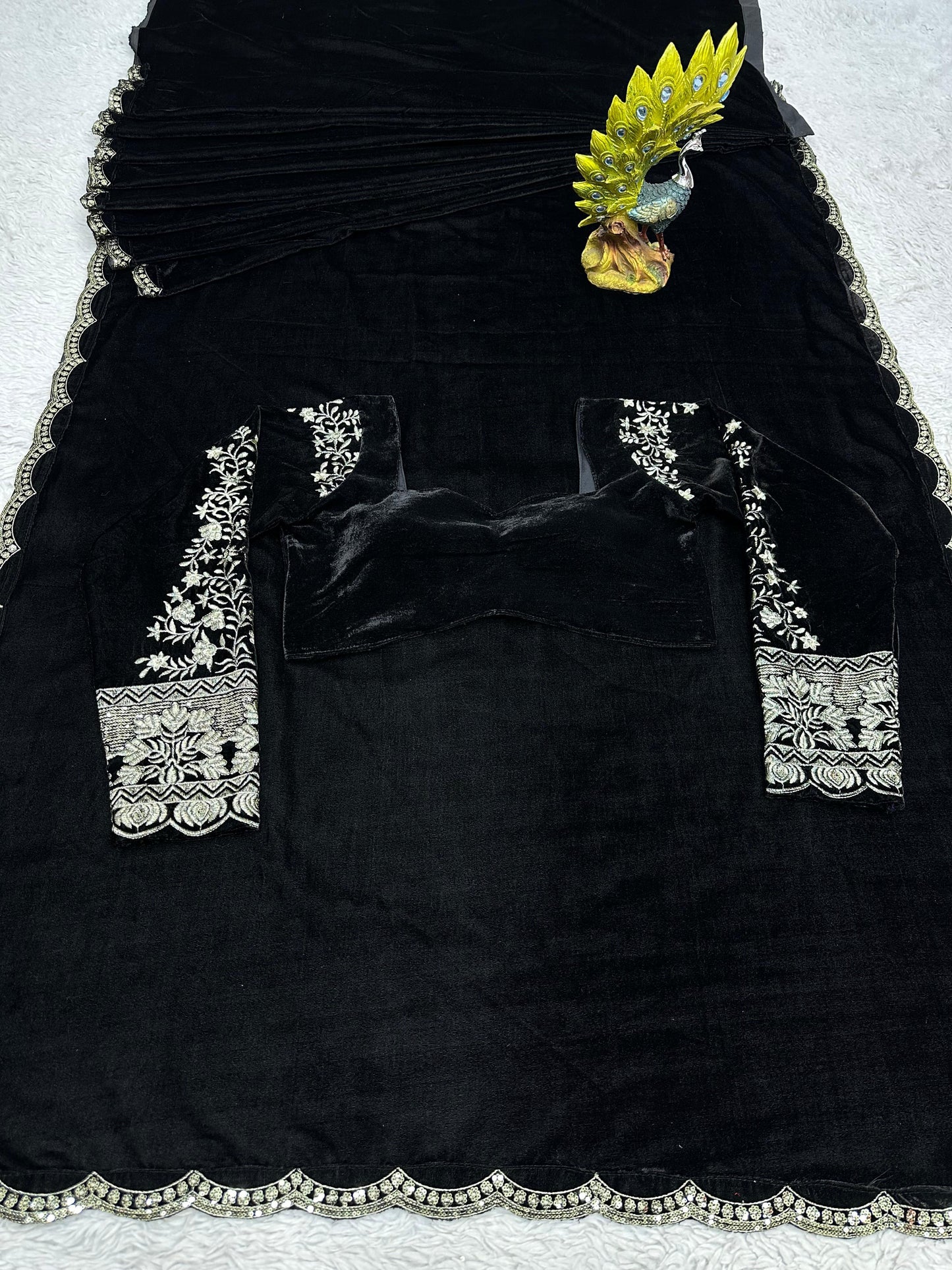 Beautiful Black Velvet ready to wear saree