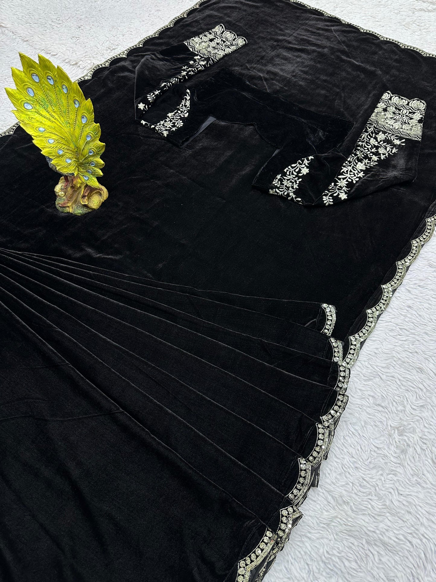 Beautiful Black Velvet ready to wear saree