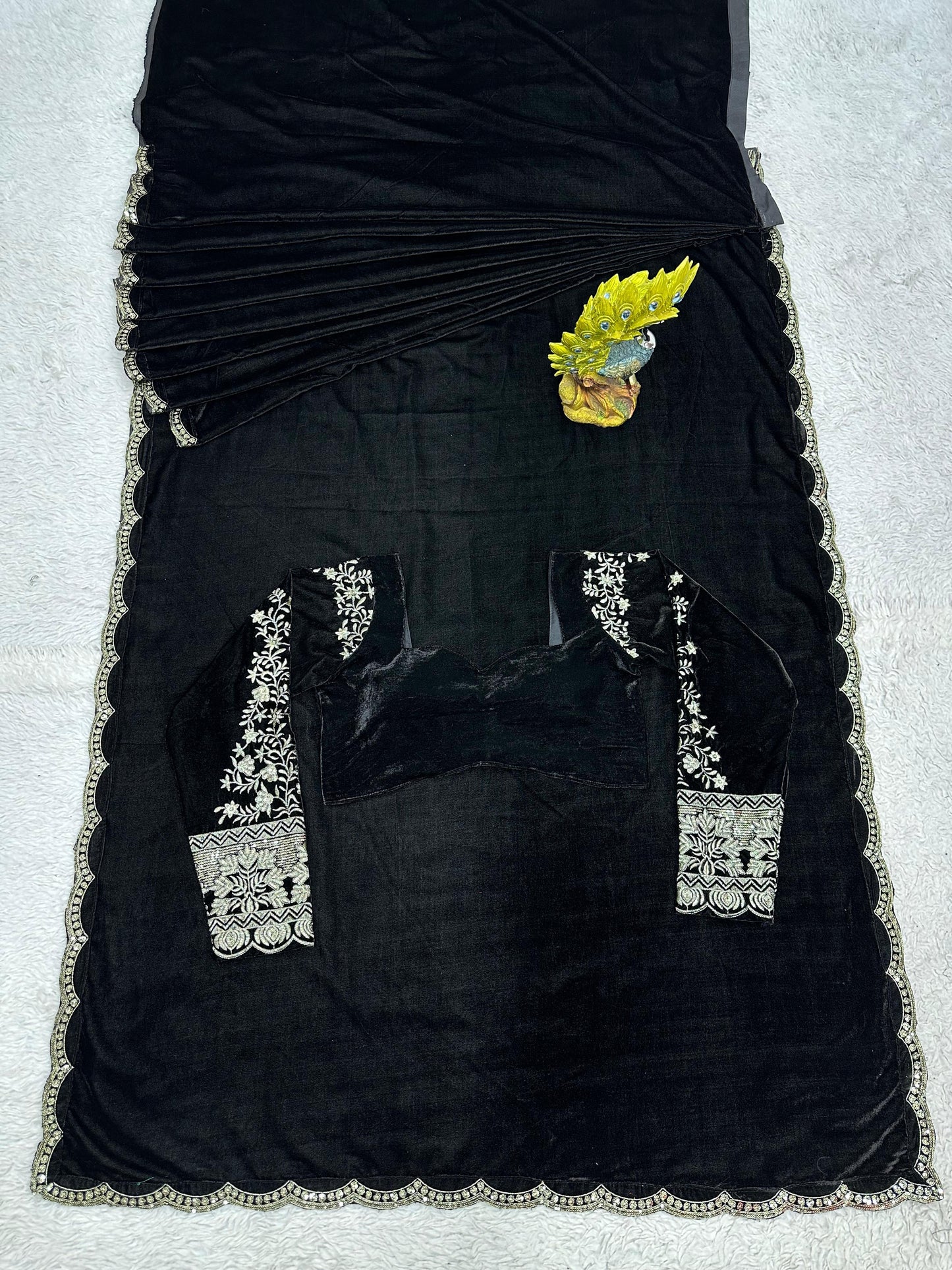 Beautiful Black Velvet ready to wear saree