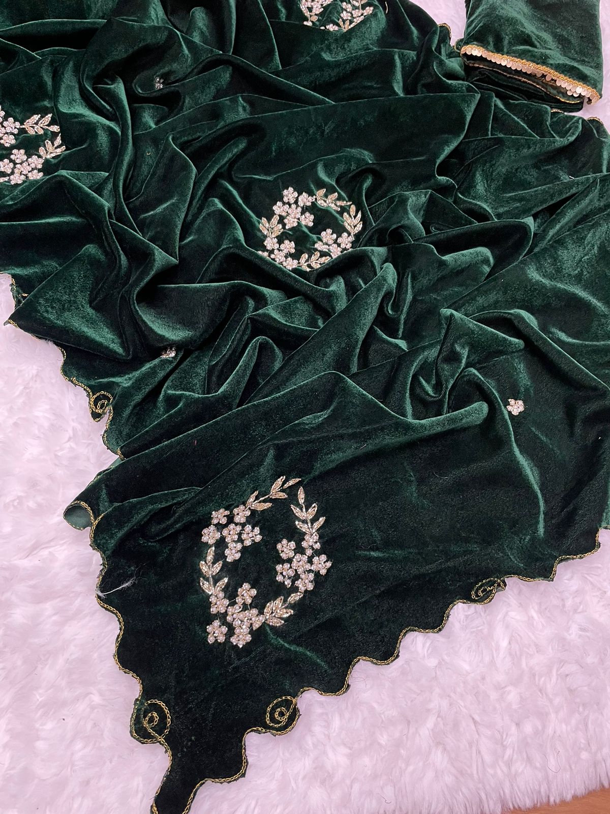 Velvet Saree with handwork