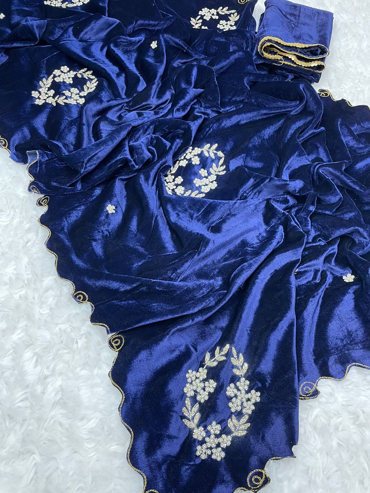 Velvet Saree with handwork