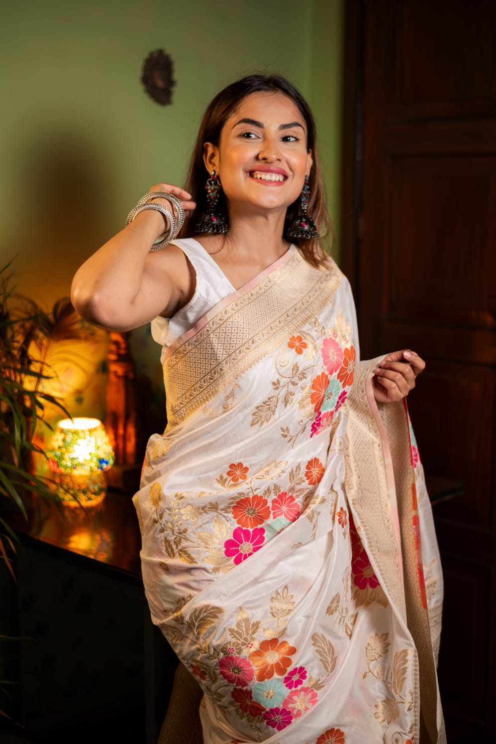 Viscose Silk Saree with Zari weave