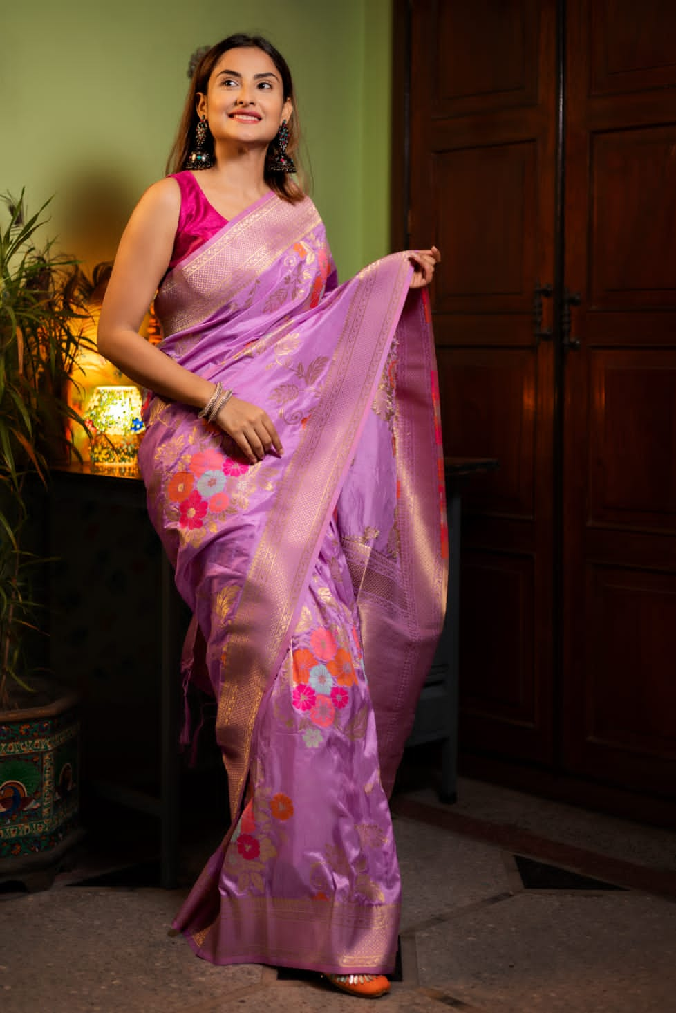 Viscose Silk Saree with Zari weave