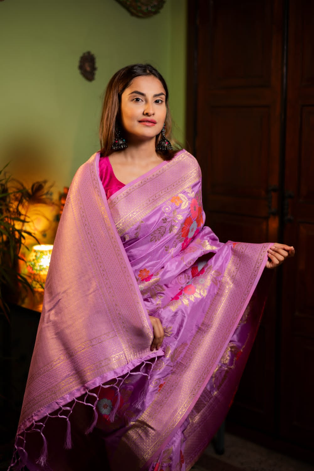 Viscose Silk Saree with Zari weave