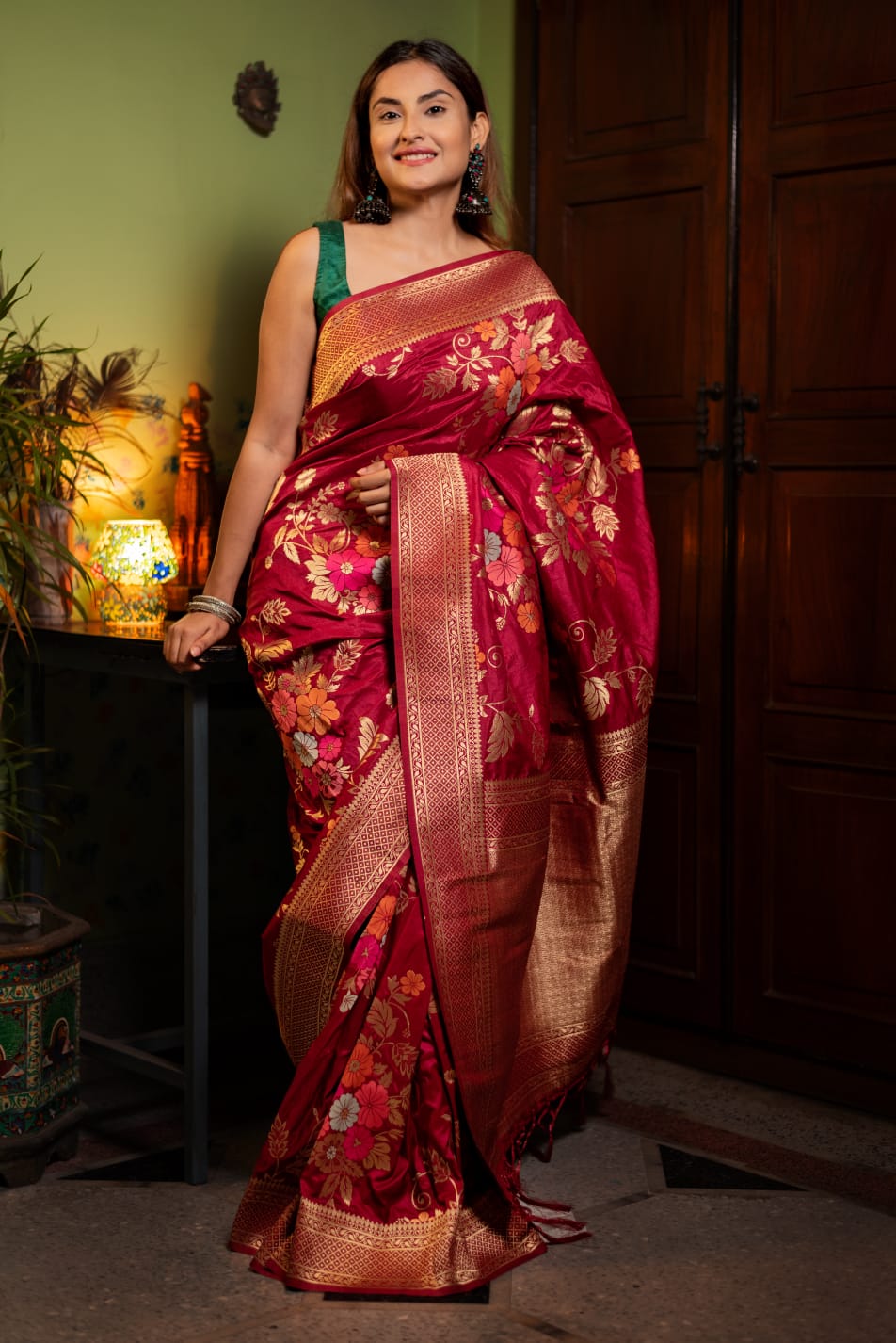 Viscose Silk Saree with Zari weave