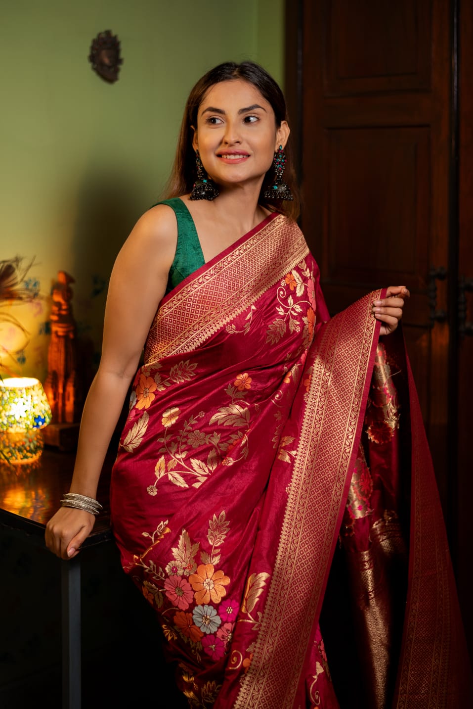 Viscose Silk Saree with Zari weave