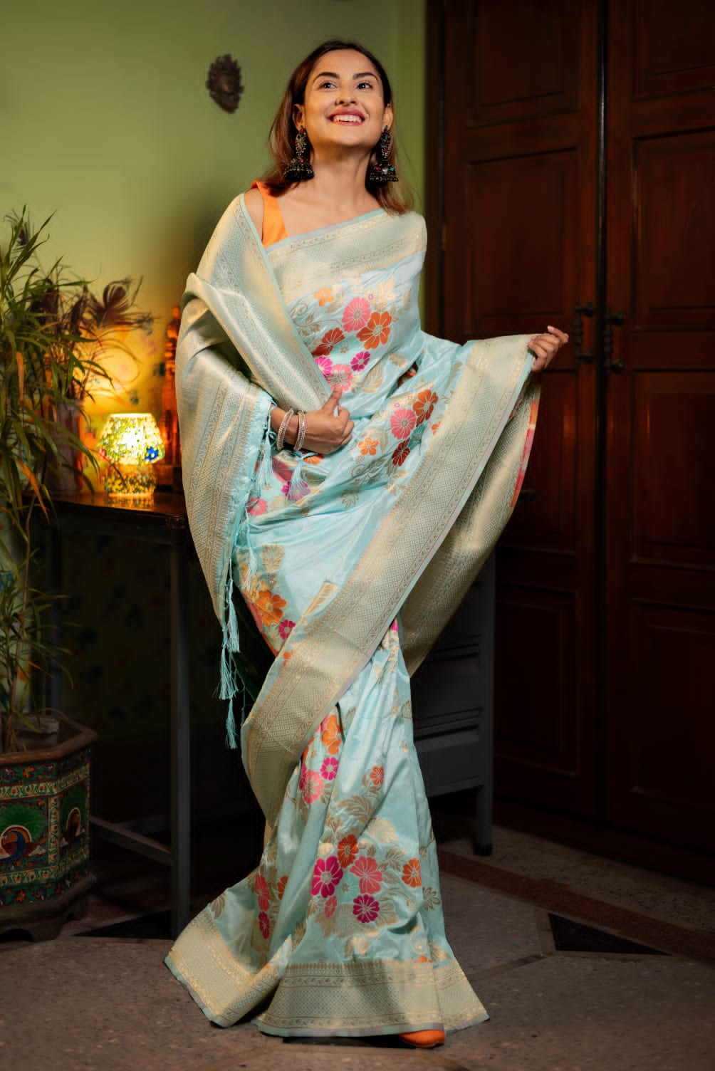 Viscose Silk Saree with Zari weave