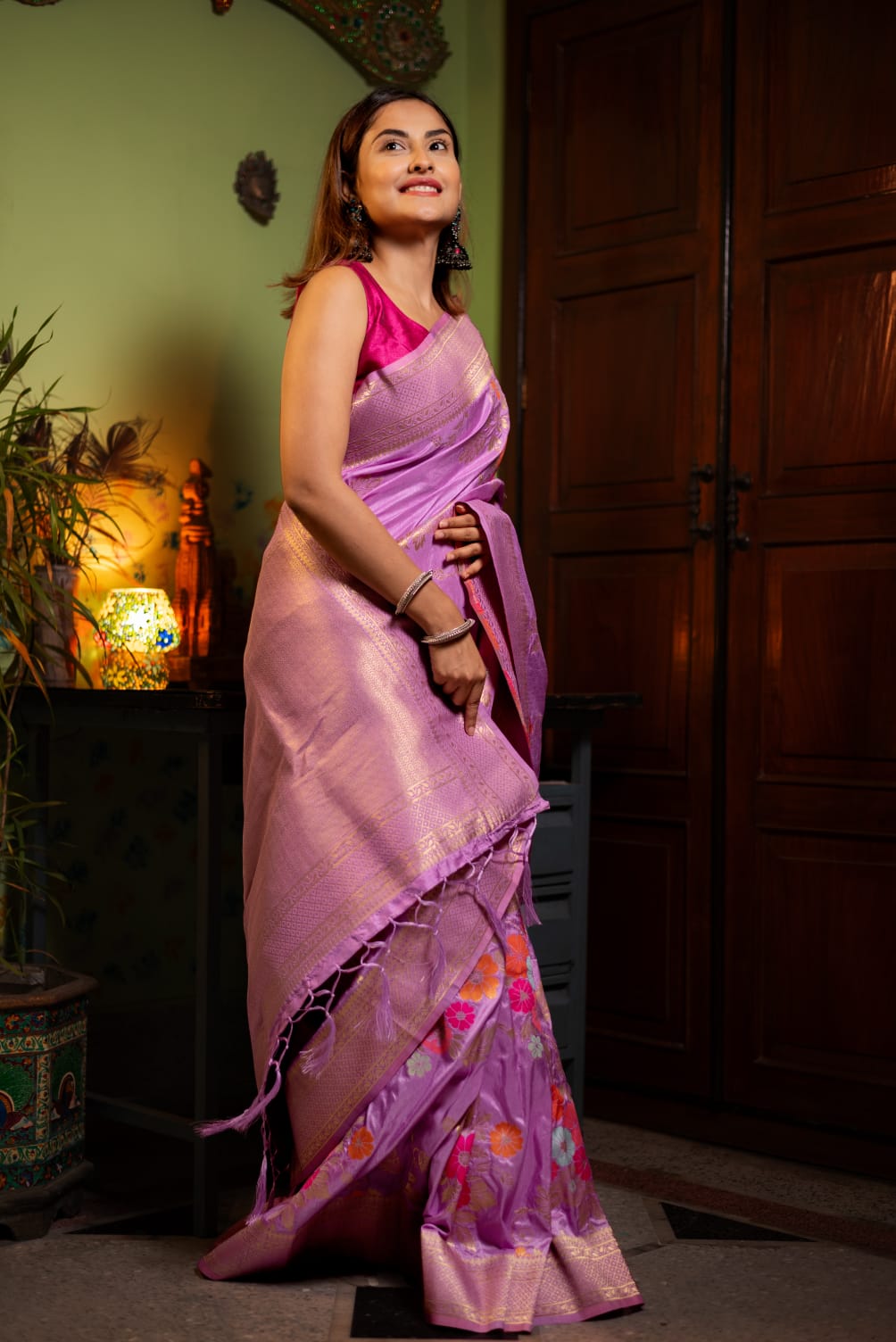 Viscose Silk Saree with Zari weave