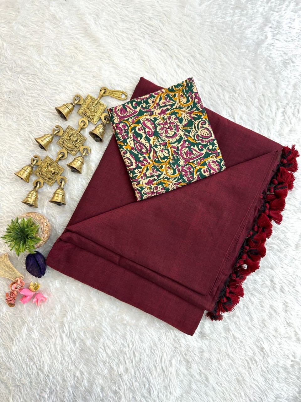 Pure Cotton Handloom Saree with Printed Blouse