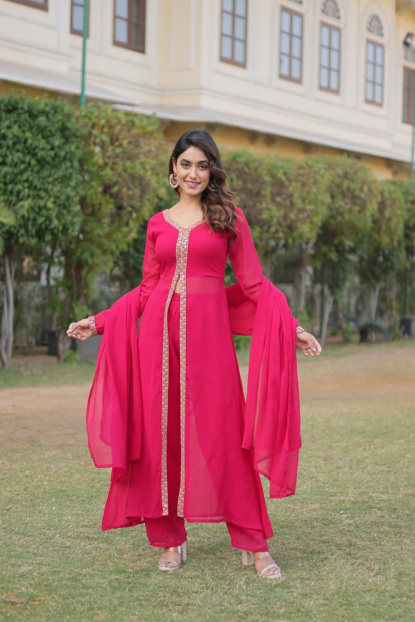 Slit Kurti with pant and dupatta set