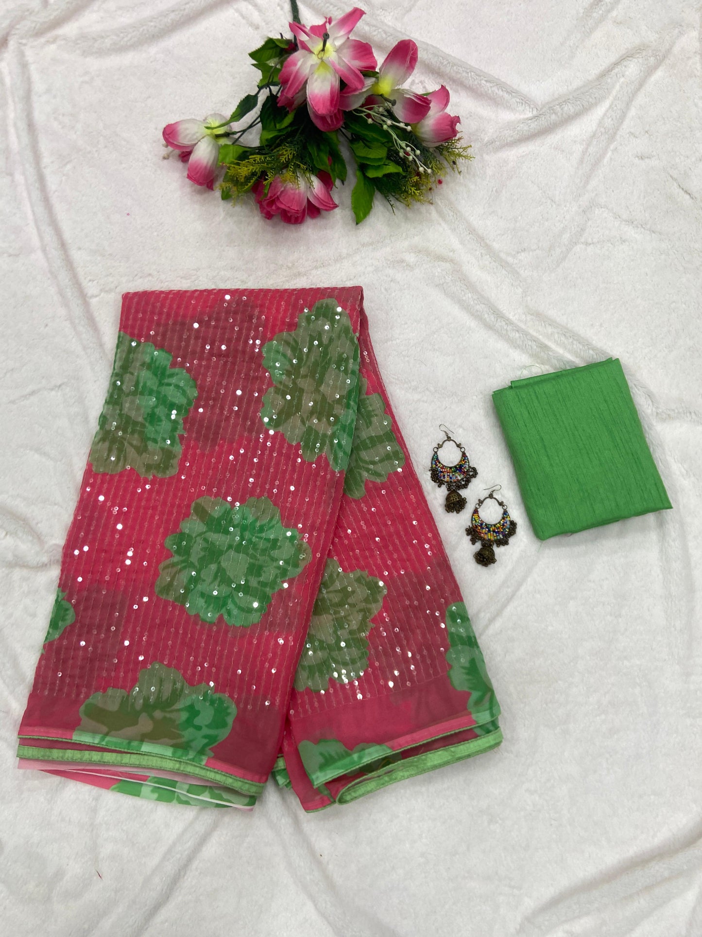 Masaba Inspired Floral Sequins Saree