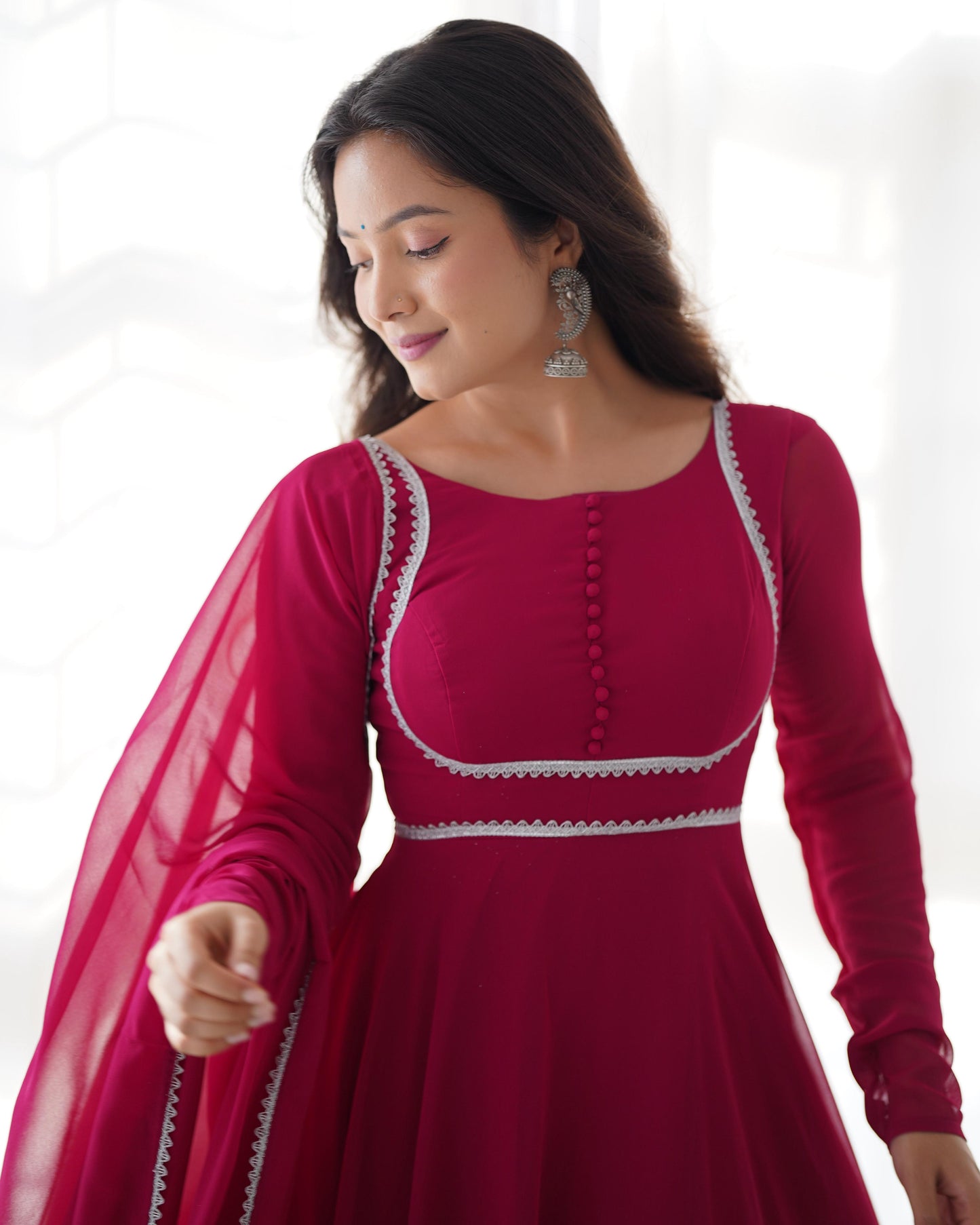 Yoke Neck Pink Anarkali