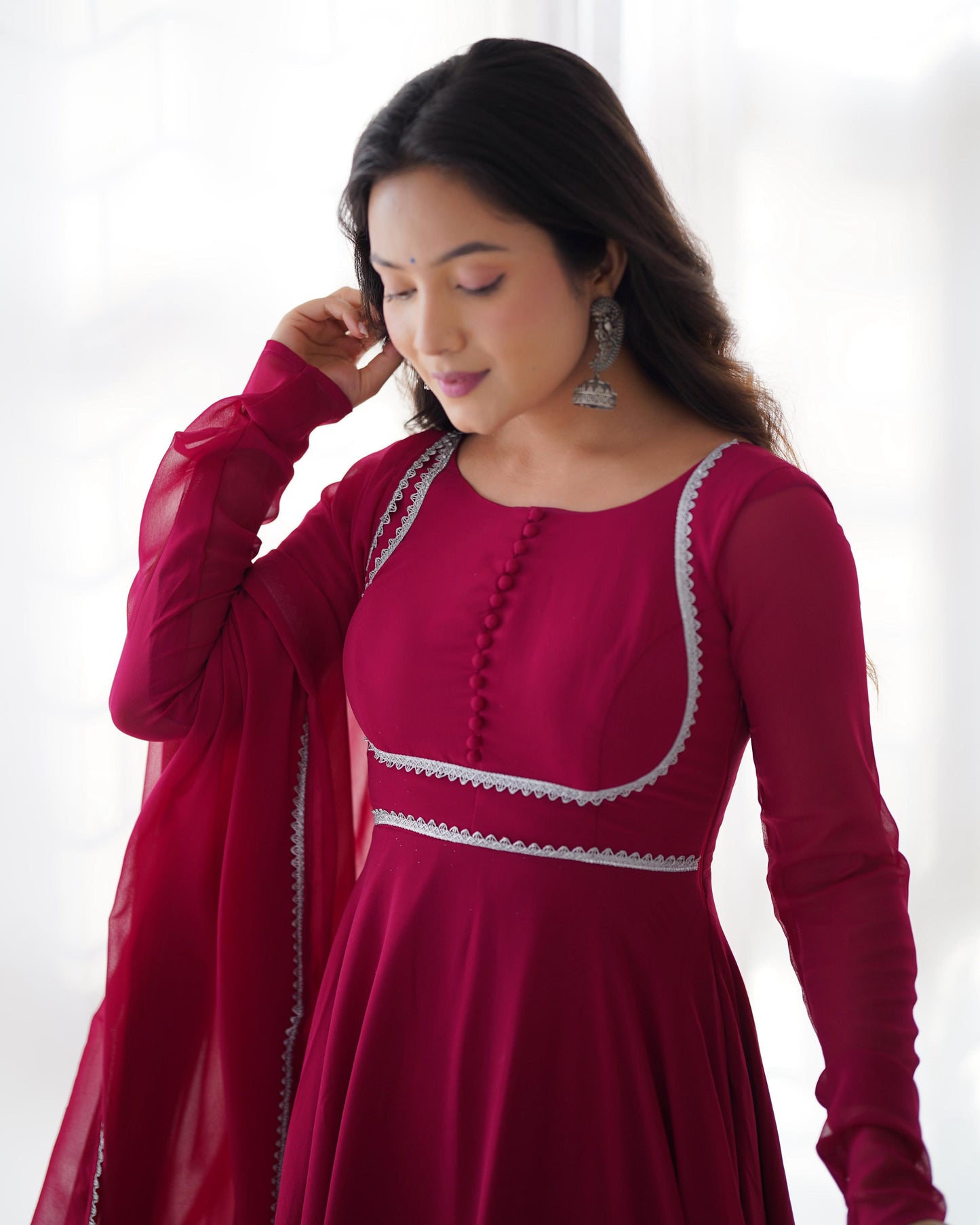 Yoke Neck Pink Anarkali