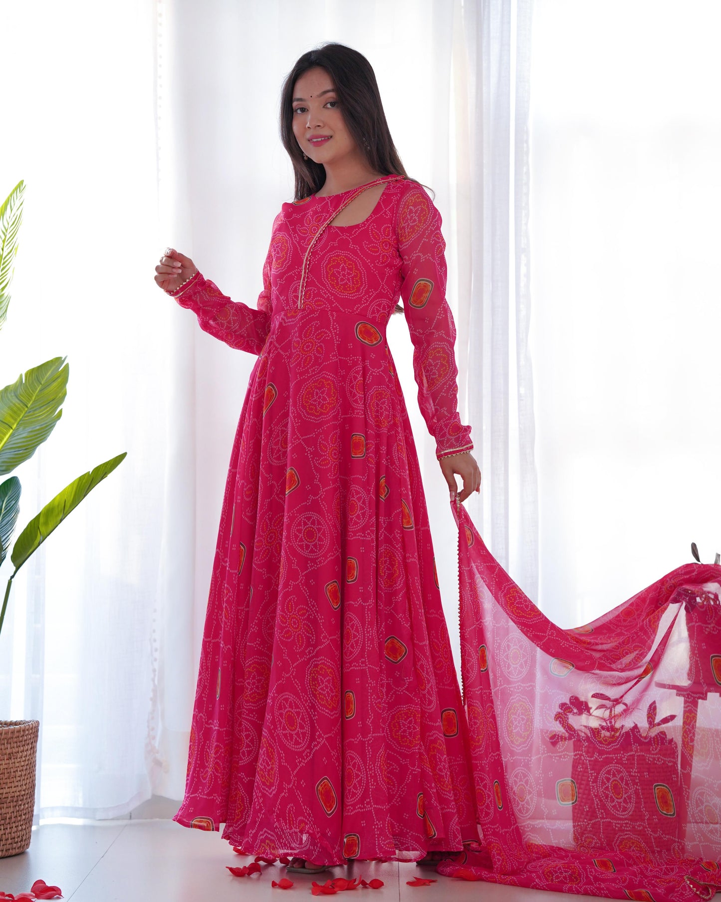 Bandhej Chiffon Anarkali