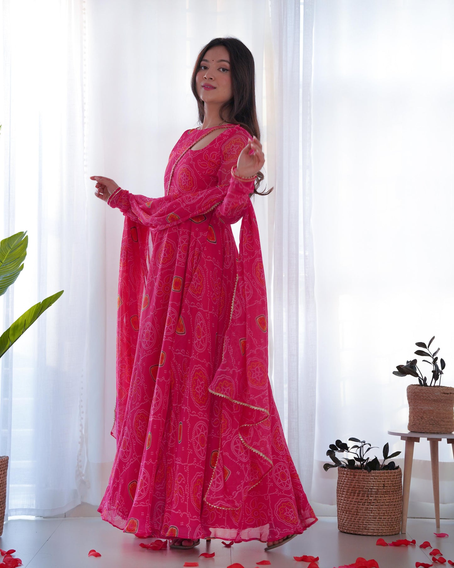 Bandhej Chiffon Anarkali