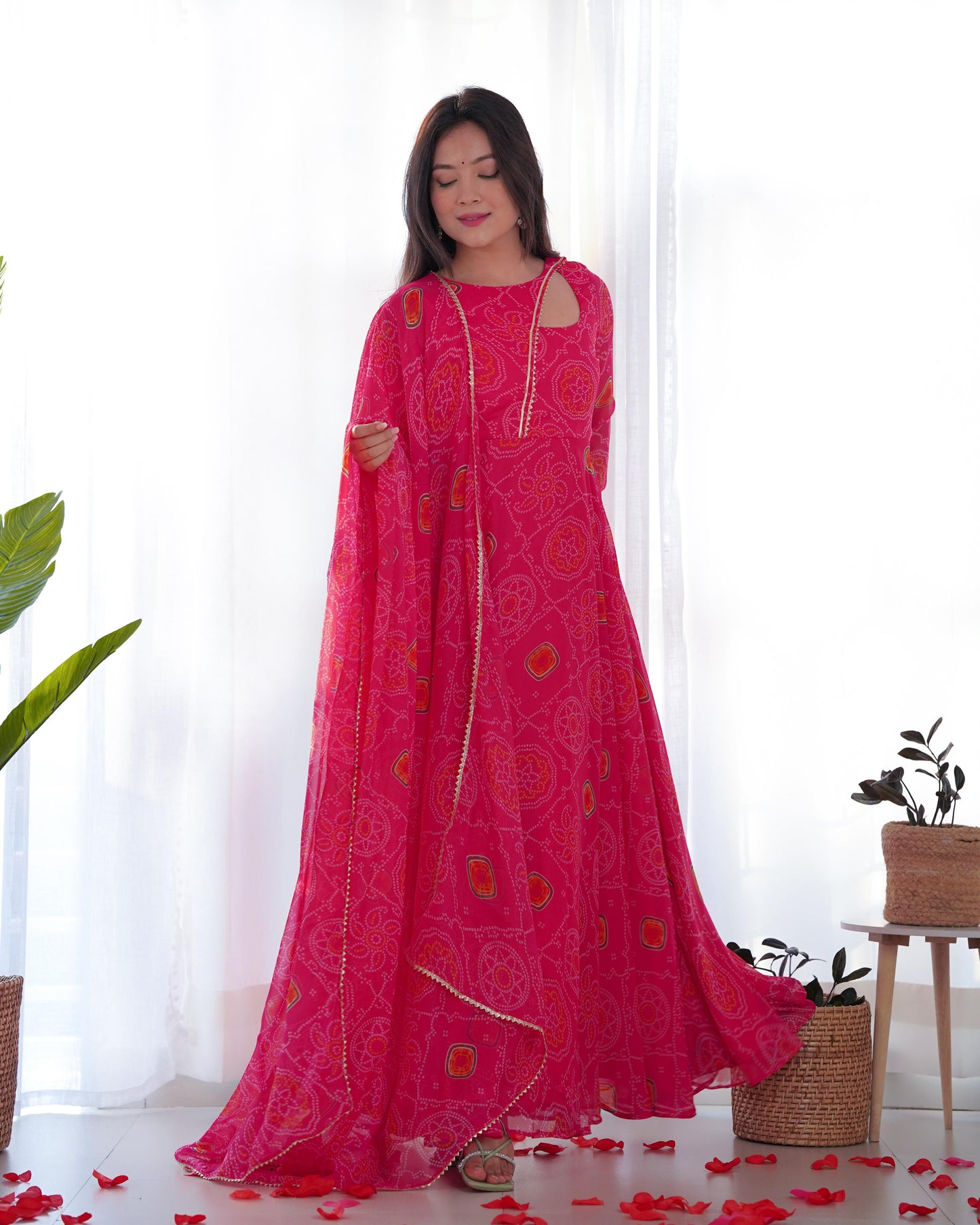 Bandhej Chiffon Anarkali