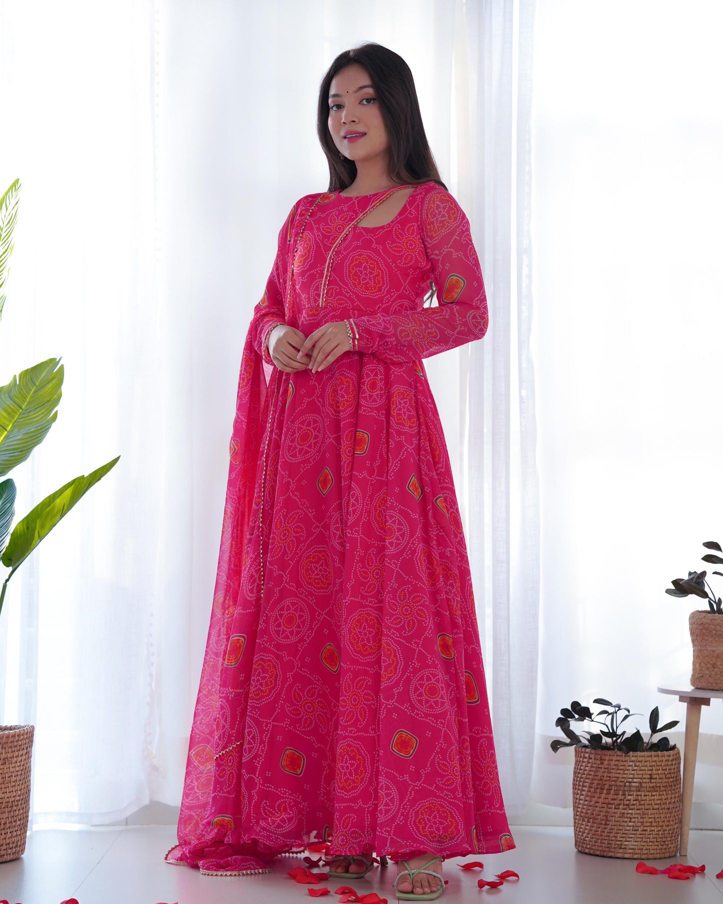 Bandhej Chiffon Anarkali