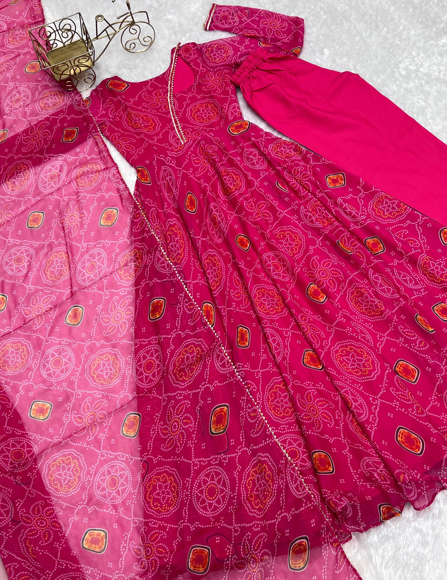 Bandhej Chiffon Anarkali