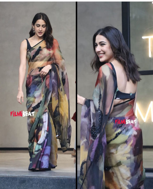 Soha Alia Khan inspired multi-color saree