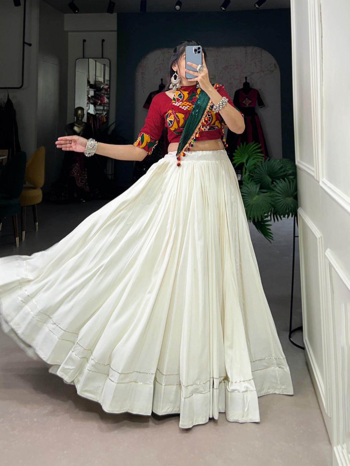 Rayon Lehenga with Stylish blouse and Bandhej dupatta