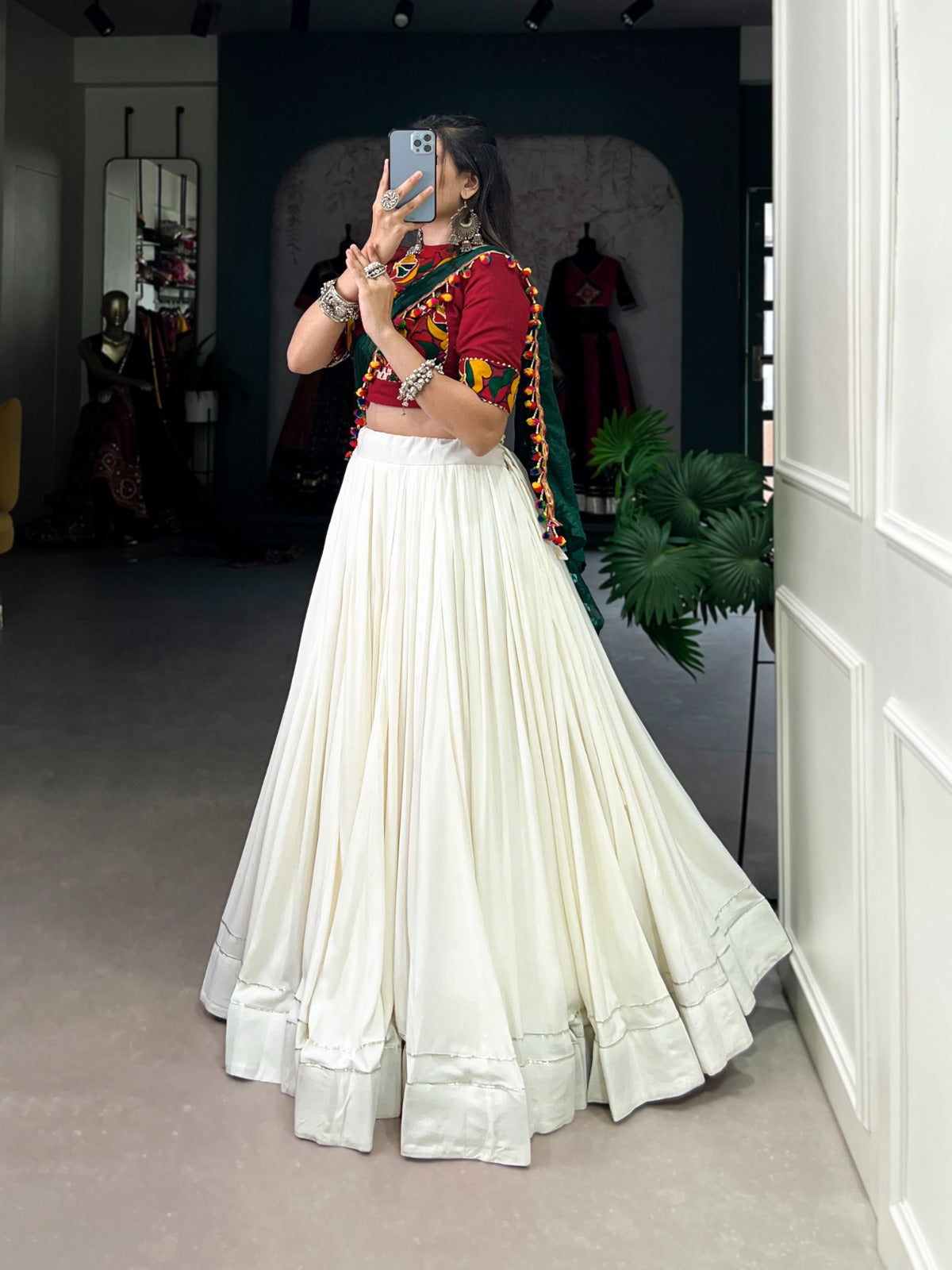 Rayon Lehenga with Stylish blouse and Bandhej dupatta