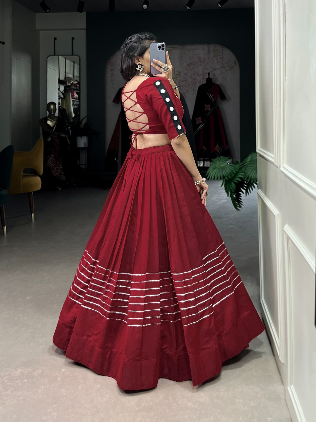 Beautiful Plain Chanderi Lehenga Choli